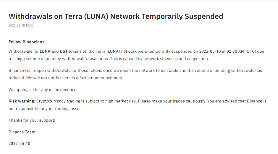 luna withdraw suspend