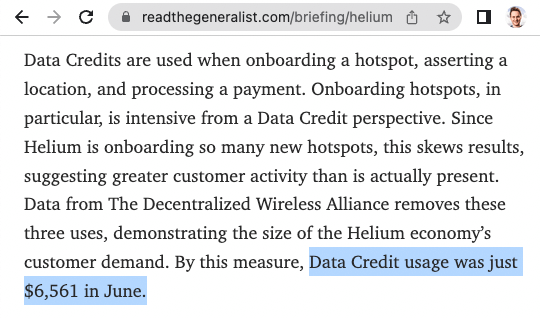 Tổng doanh thu của Helium chỉ đạt 6,5 nghìn đô la hàng tháng